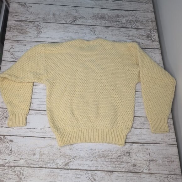 Vintage Sears Men Size 40 Cream Yellow Knit Crewneck Sweater Men Size M - Picture 5 of 5